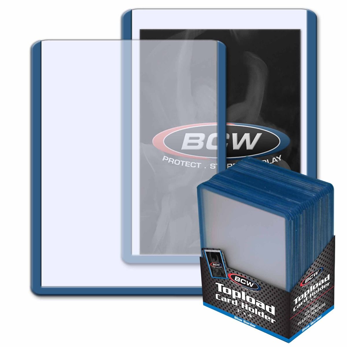 BCW Topload Card Holder 3"x4" - Blue Border