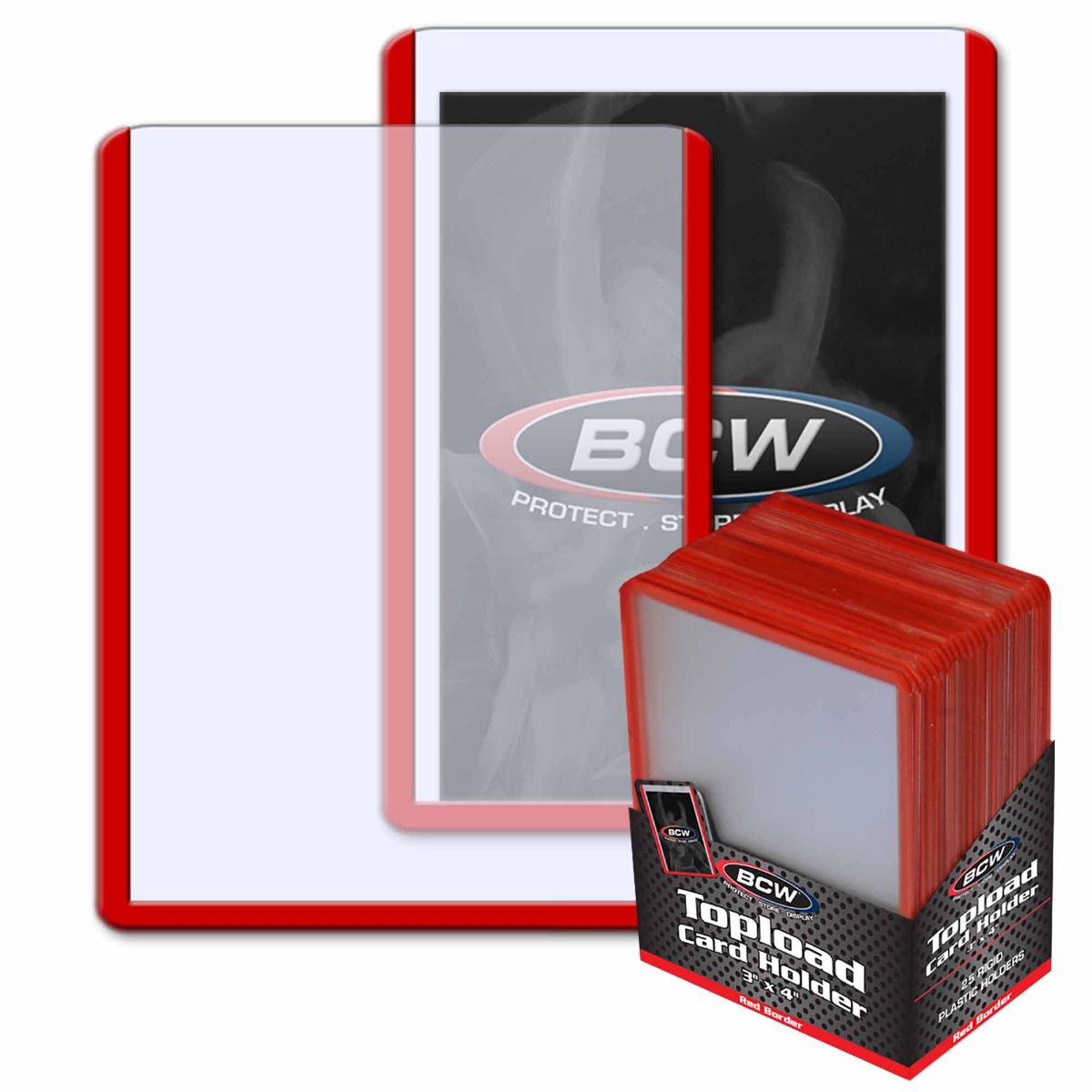 BCW Topload Card Holder 3"x4" - Red Border