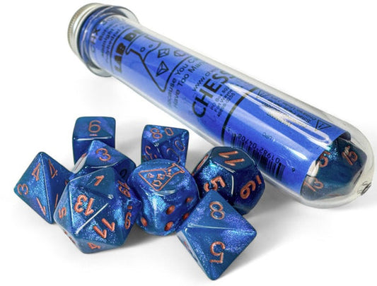 Lab Dice 9: Borealis Midnight/copper Polyhedral 7-Die Set (with bonus die)