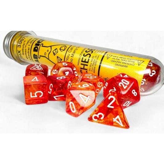 Lab Dice 9: Nebula Molten/white Polyhedral 7-Die Set (with bonus die)