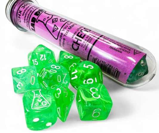 Lab Dice 9: Nebula Gelatinous/white Polyhedral 7-Die Set (with bonus die)