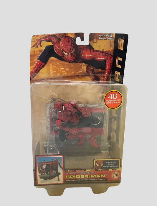 Spider-Man 2 Movie Action Figure: Super Poseable Spider-Man with Wall Mountable Display Base